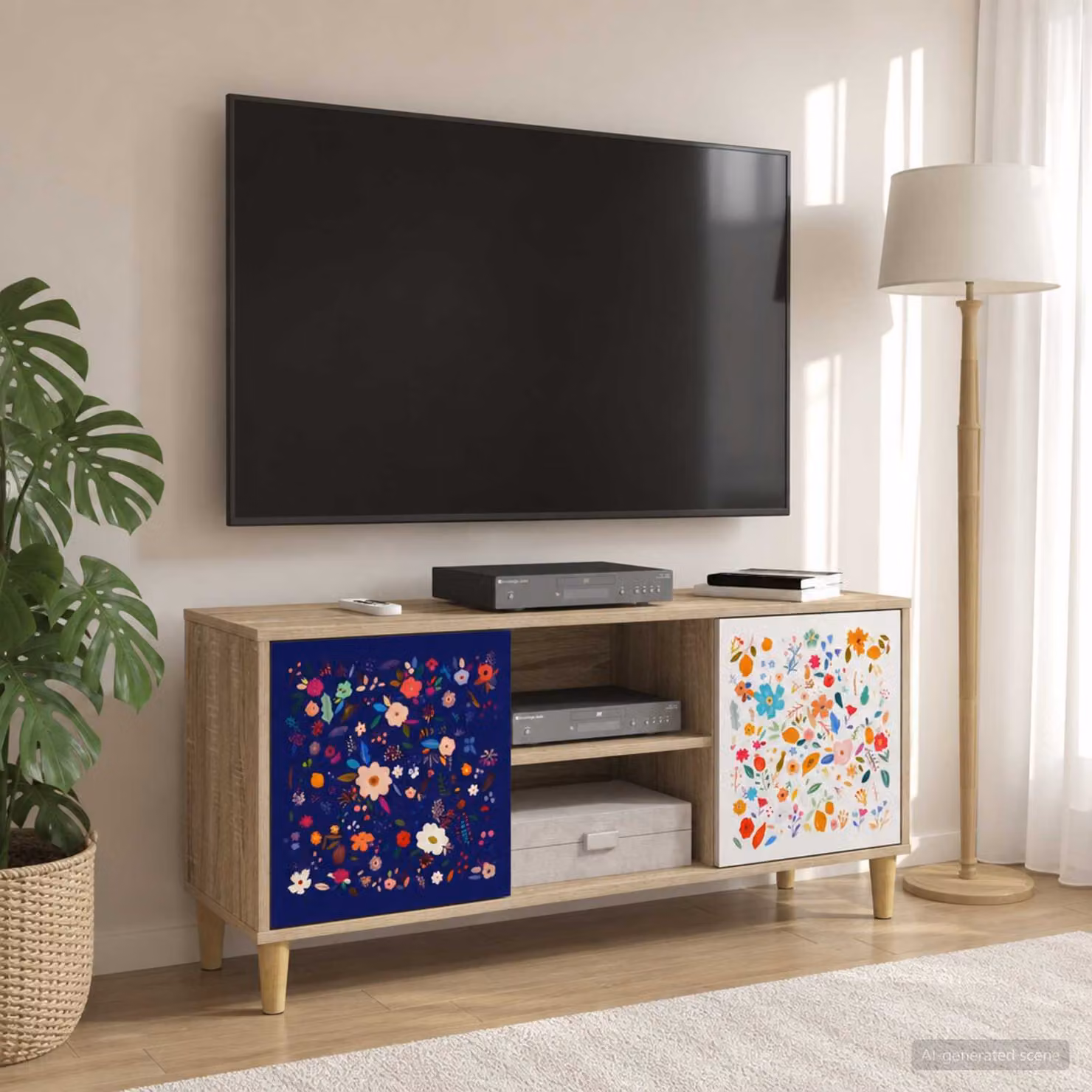 Mobile TV vidaXL MAINZ in legno ingegnerizzato color marrone, L 102 x P 33 x H 50 cm