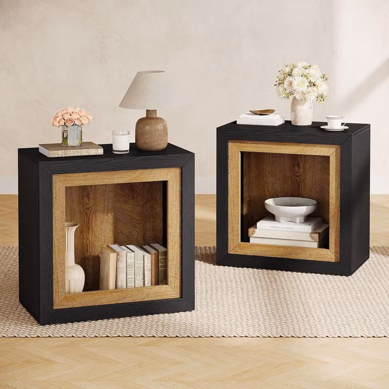 Tavolino rettangolare con spazio contenitore, dimensioni 60 x 30 x 60 cm
