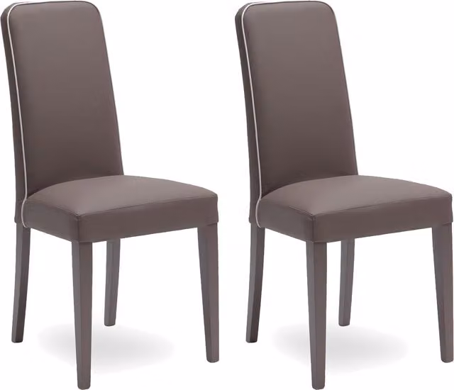 Sedia E-Stylo in similpelle beige e bianca con gambe in legno di faggio laccato L: 59 cm, P: 46 cm, H: 99 cm