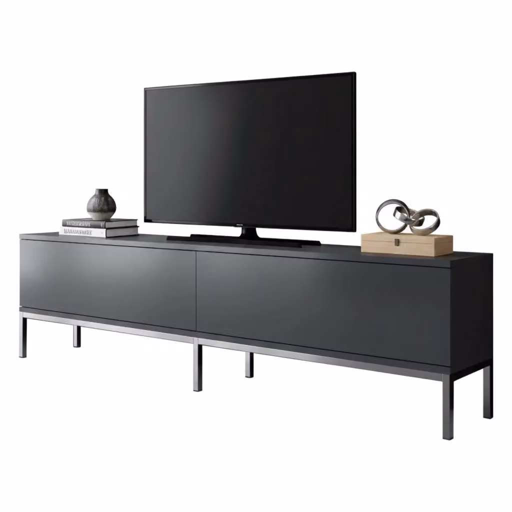 DMORA Mobile Porta TV Moderno con Cassetti, Nero Antracite e Argento, L/P/H: 180 x 30 x 47 cm – 2