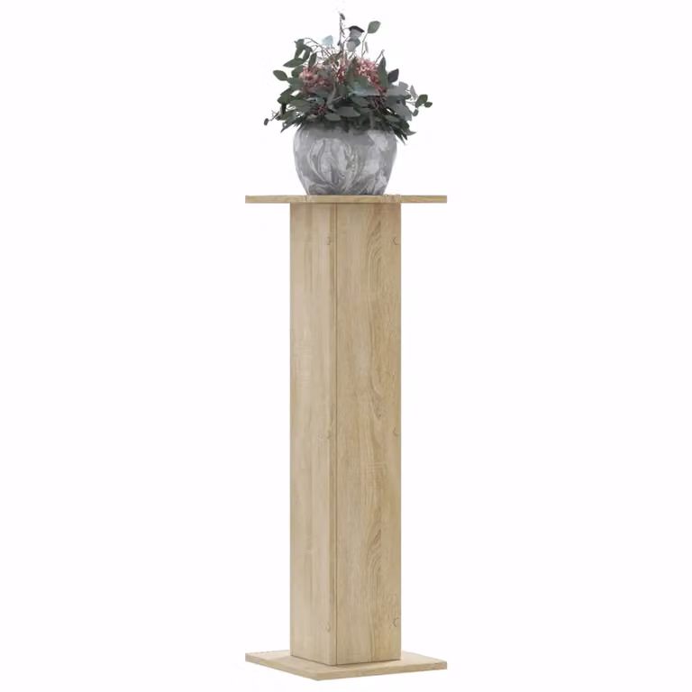 Set di 2 supporti per piante vidaXL in legno color rovere, L/P/H: 30 x 30 x 95 cm