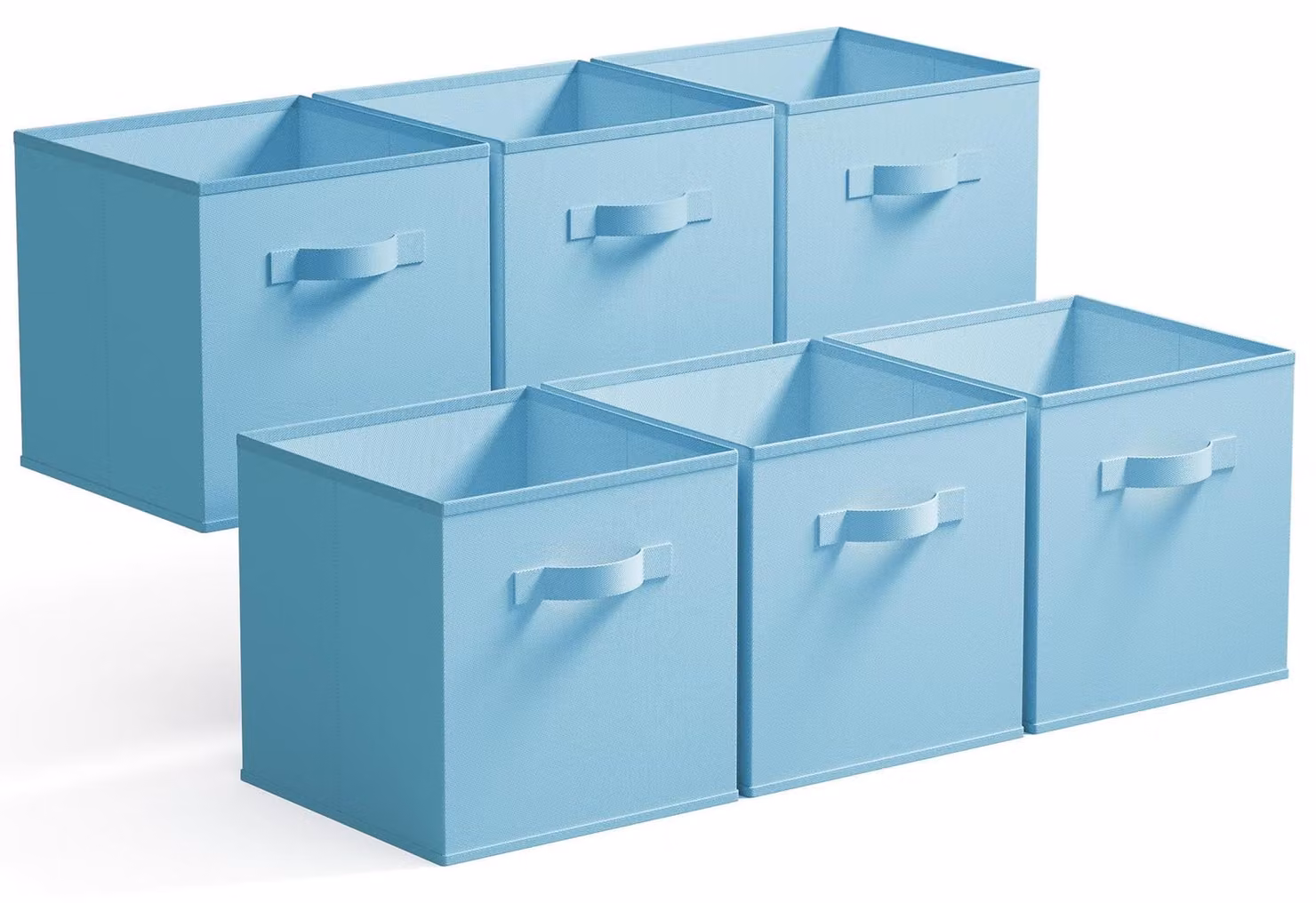 Contenitore di stoccaggio 27x27 cm, azzurro chiaro, con maniglia, per giocattoli