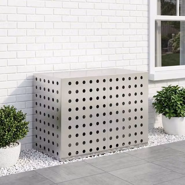 Copertura per condizionatore d'aria vidaXL in acciaio inossidabile, Argento, L 100 cm x P 50 cm x H 70 cm – 1