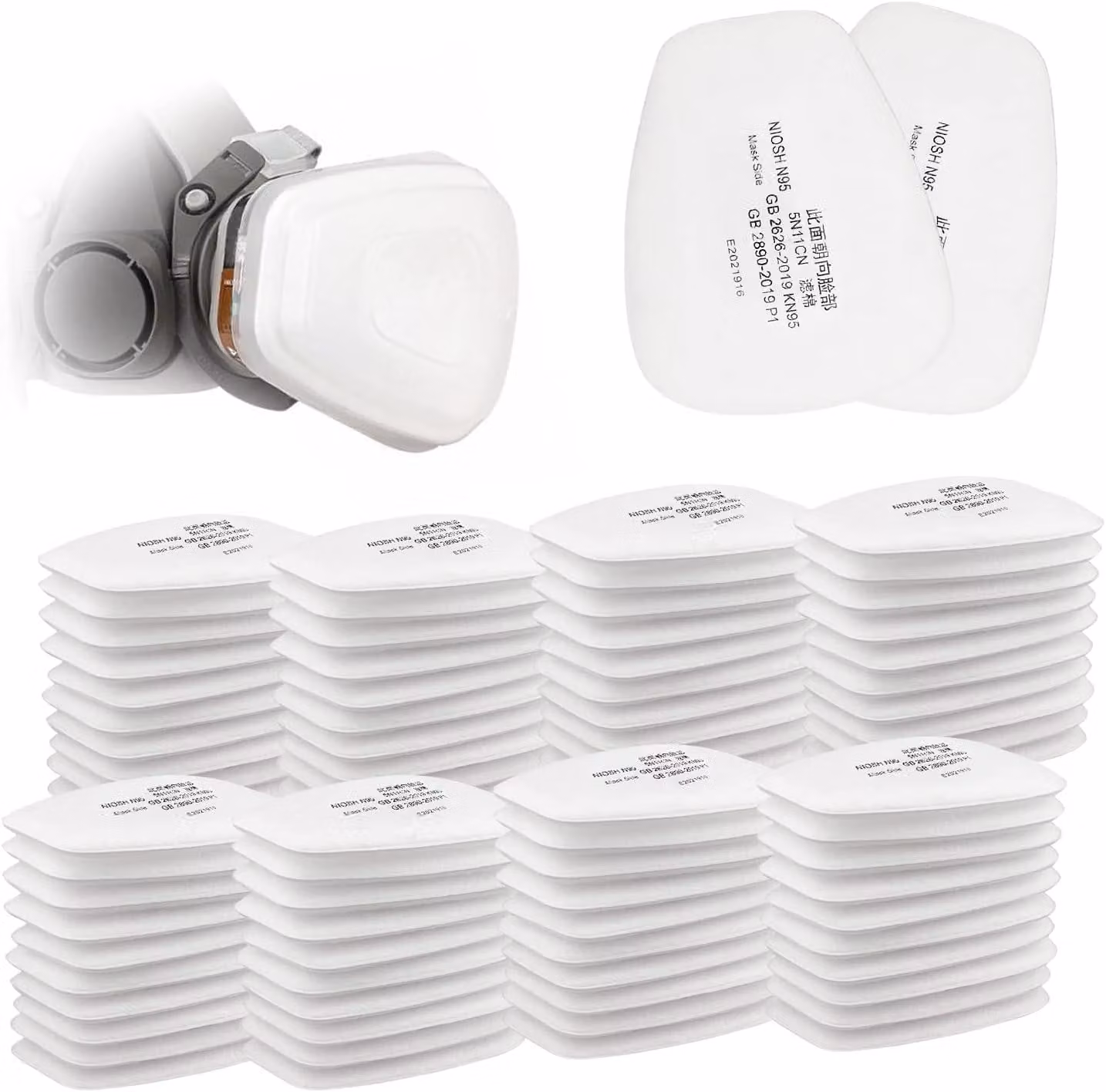 Filtro in cotone 5N11CN, confezione da 80 pezzi, filtro di ricambio per maschere protettive, compatibile con i modelli 6000, 7501, 7502, 6800