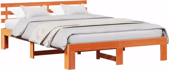 Letto matrimoniale | Letto per adulti | Struttura del letto Marrone cerato 160 x 200 cm Pino massello