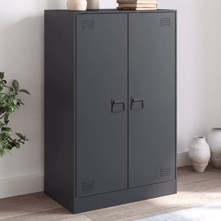 vidaXL Credenza Moderna in Metallo Antracite L: 67 cm, P: 39 cm, H: 107 cm