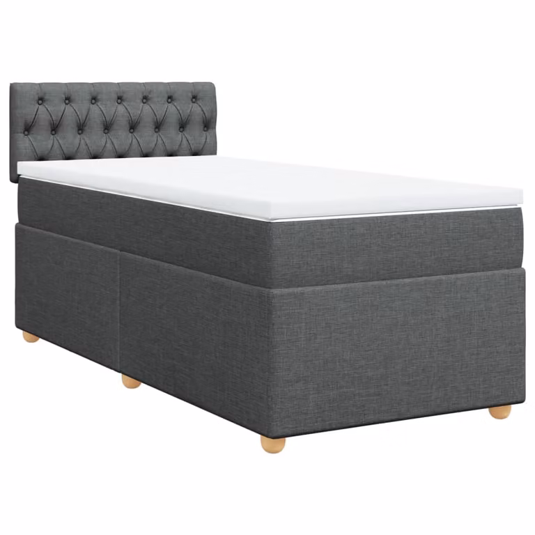 Giroletto a Molle con Materasso Grigio Scuro 100x200 cm Tessuto