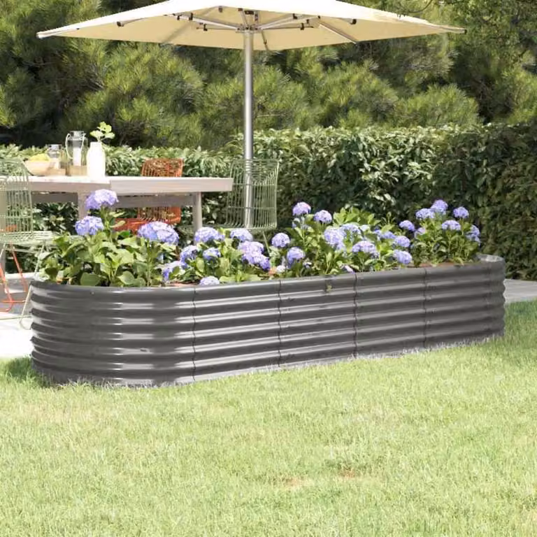 Letto da giardino rialzato vidaXL in acciaio zincato grigio L: 224 cm, P: 80 cm, H: 36 cm