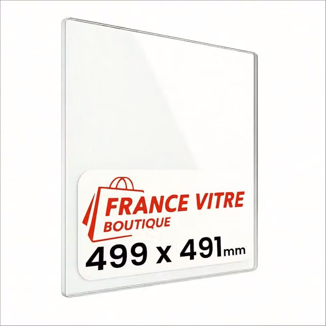 499 x 491 x 4 mm - Vetro per stufa a legna - vetro camino di ricambio - vetro per caminetto resistente al fuoco - France Vitre