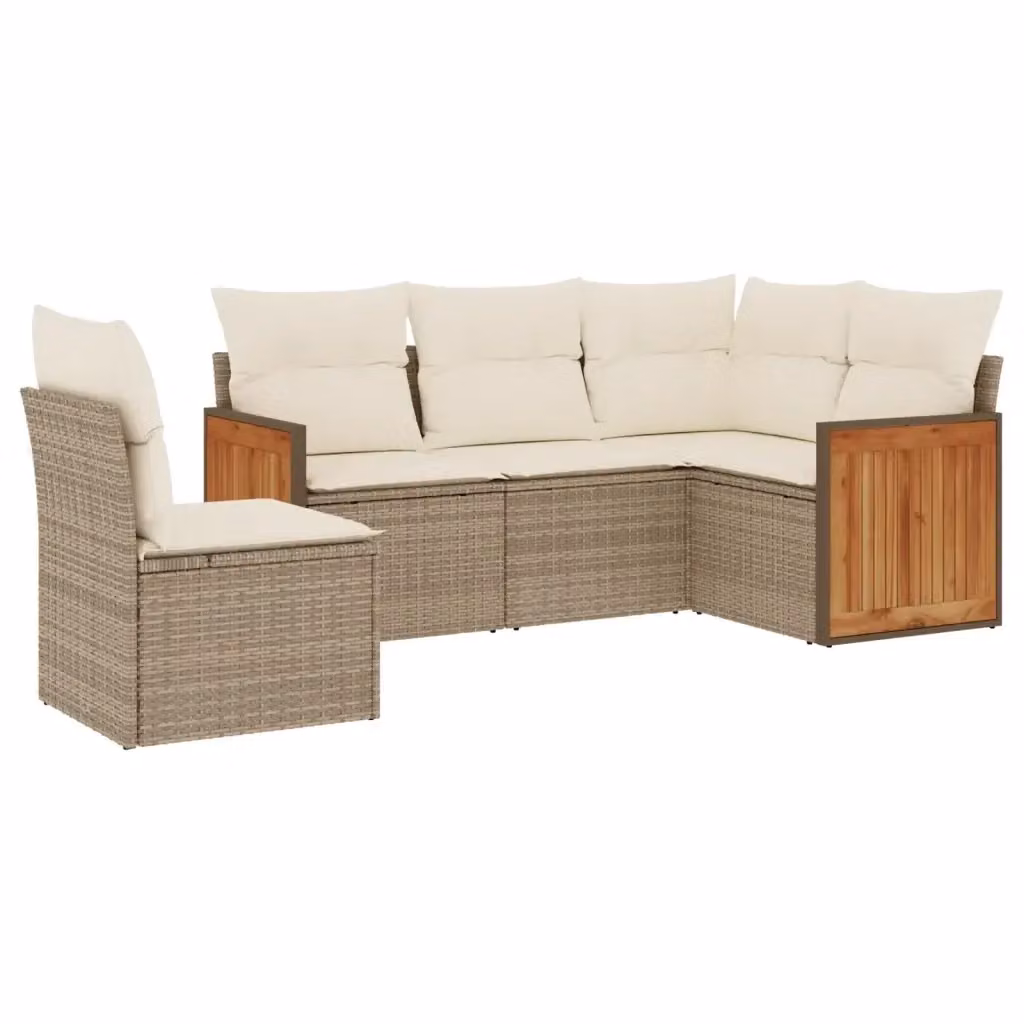 vidaXL Set Divano da Giardino a L 5 pz con Cuscini Beige e Struttura in Metallo – 2