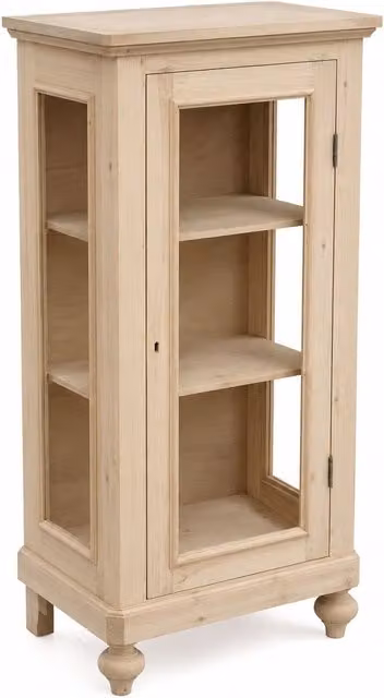 Vetrina con anta in vetro Mobili 2G in legno di pino grezzo L: 60 cm, P: 40 cm, H: 131 cm – 1