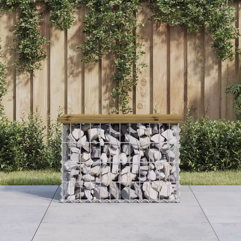 vidaXL Panca da Giardino Design Gabbione in Pino Impregnato, L 63 x P 31,5 x H 42 cm