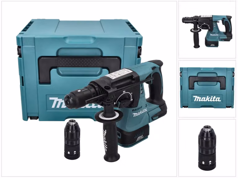 Makita DHR 243 ZJ Trapano a percussione a batteria 18 V 2,0 J SDS plus Brushless + Makpac - senza batteria, senza caricabatteria