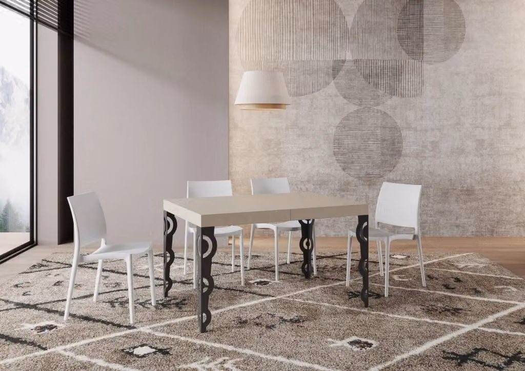 Tavolo allungabile moderno Itamoby Karayan color cashmere e antracite L/P/H: 140 x 90 x 77 cm (estendibile fino a 244 cm) – 2