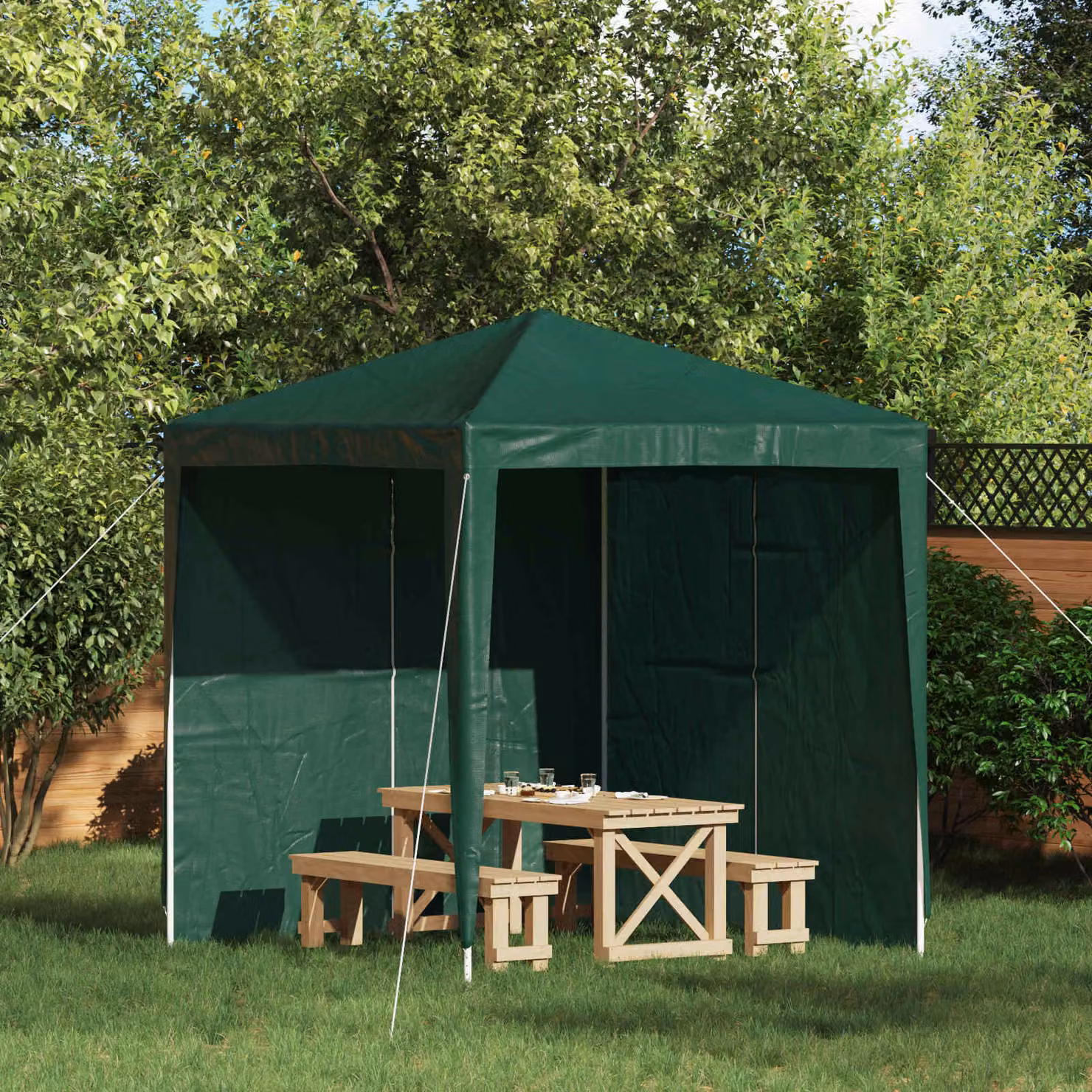 Set di 2 pareti per tenda da festa vidaXL in PE e acciaio, colore verde, L 200 cm x H 195 cm