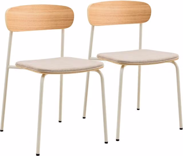Oviala - Set di 2 sedie impilabili in legno beige