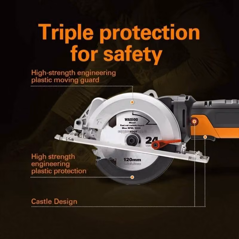 Sega Circolare Compatta Worx WX439 con Potenza 500W, Lama da 120mm e Profondità di Taglio 46mm per Legno e Metallo – 2