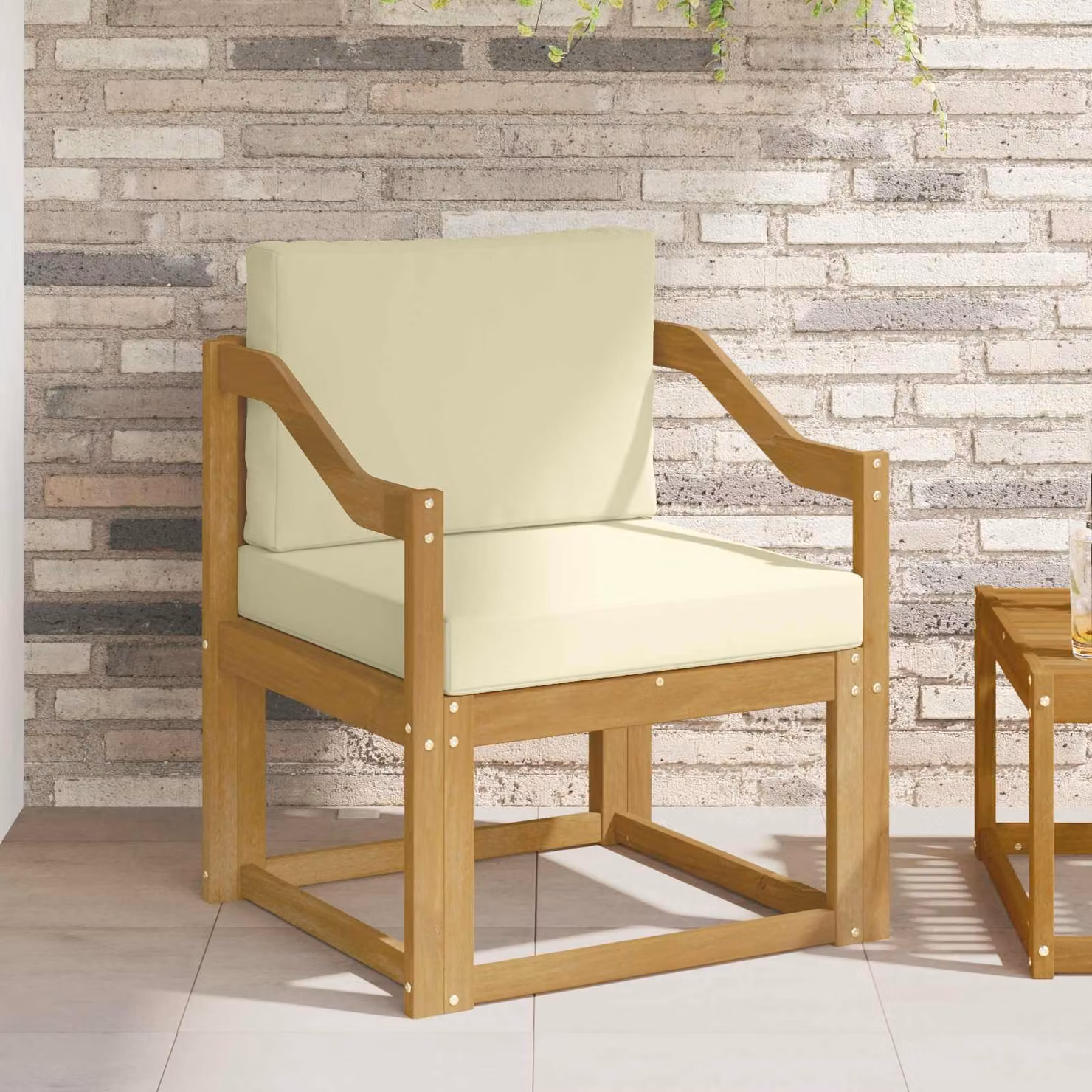 vidaXL Divano da esterno moderno in legno di acacia con cuscini bianchi, beige e marroni