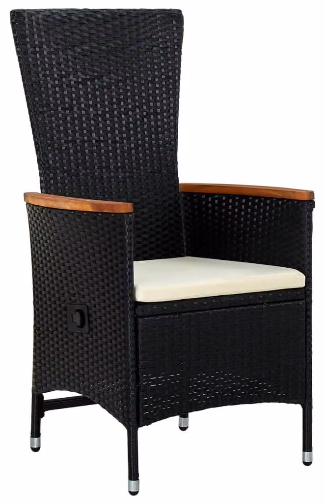 Set da giardino composto da 7 pezzi, colore nero, realizzato in rattan sintetico (PE). Schienale regolabile. Tavolo da 200 cm