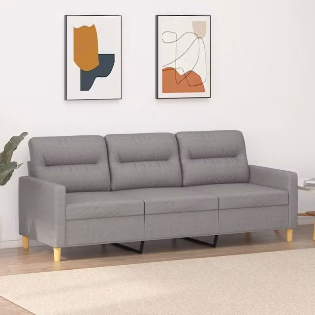 Divano a 3 Posti Grigio Chiaro 180 cm in Tessuto 348799