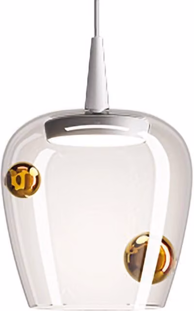 Zafferano Lampada a sospensione in vetro bianco traslucido e metallo bronzo, LED 8.0W, dimmerabile, 3000K, IP40, Ø: 18 cm, H: 324 cm