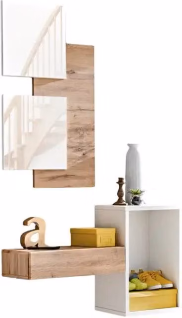 Mobile d'ingresso TORTH 1 – Set completo – Colori quercia e bianco – Design moderno e pratico