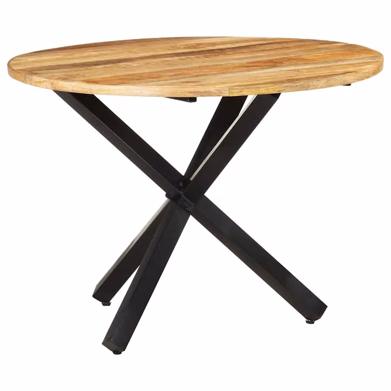 vidaXL Tavolo da Pranzo Rotondo in Legno di Mango Marrone, L/P/H: 100 x 100 x 75 cm