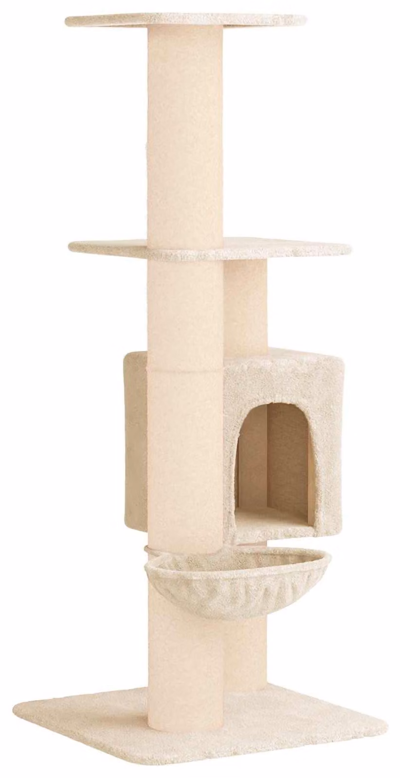 Albero per gatti con pali in sisal, colore crema, altezza 137 cm