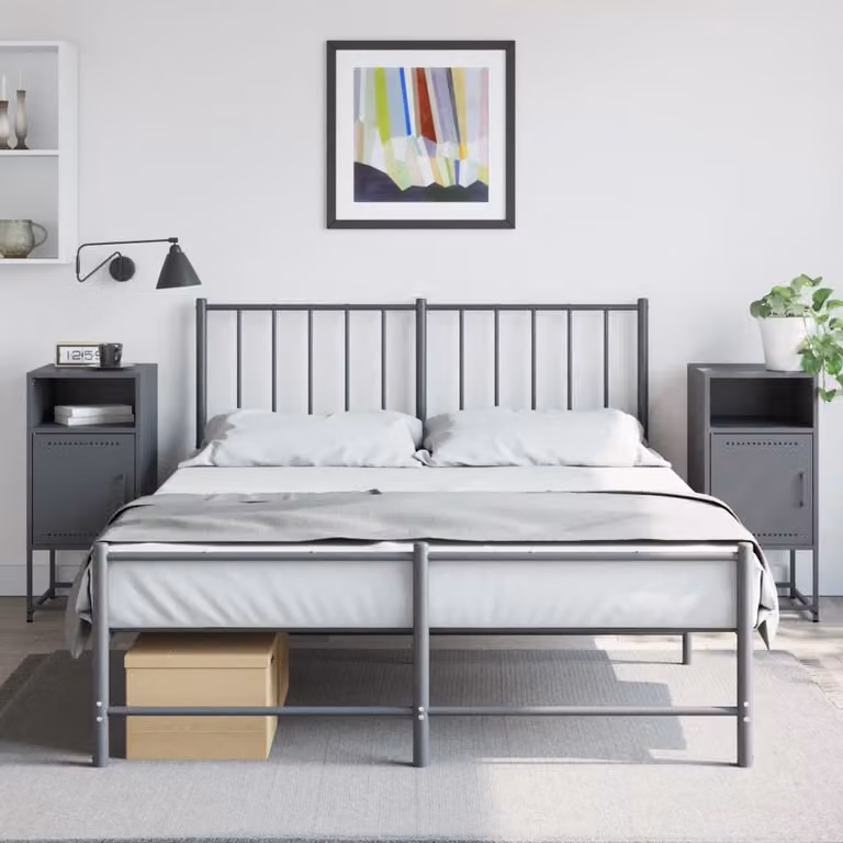 Set di 2 comodini vidaXL in metallo stile industriale, colore antracite, L 36 cm x P 39 cm x H 78 cm