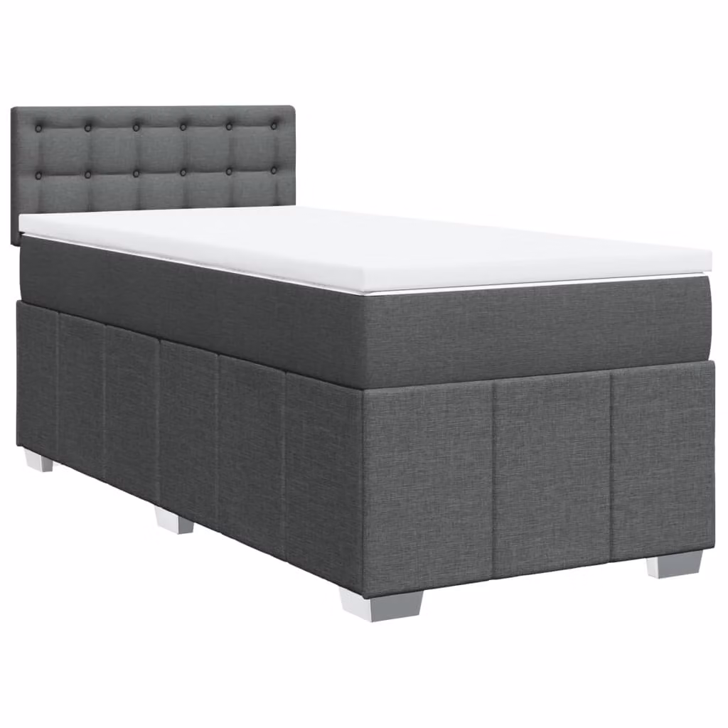 Giroletto a Molle con Materasso Grigio Scuro 90x190 cm Tessuto