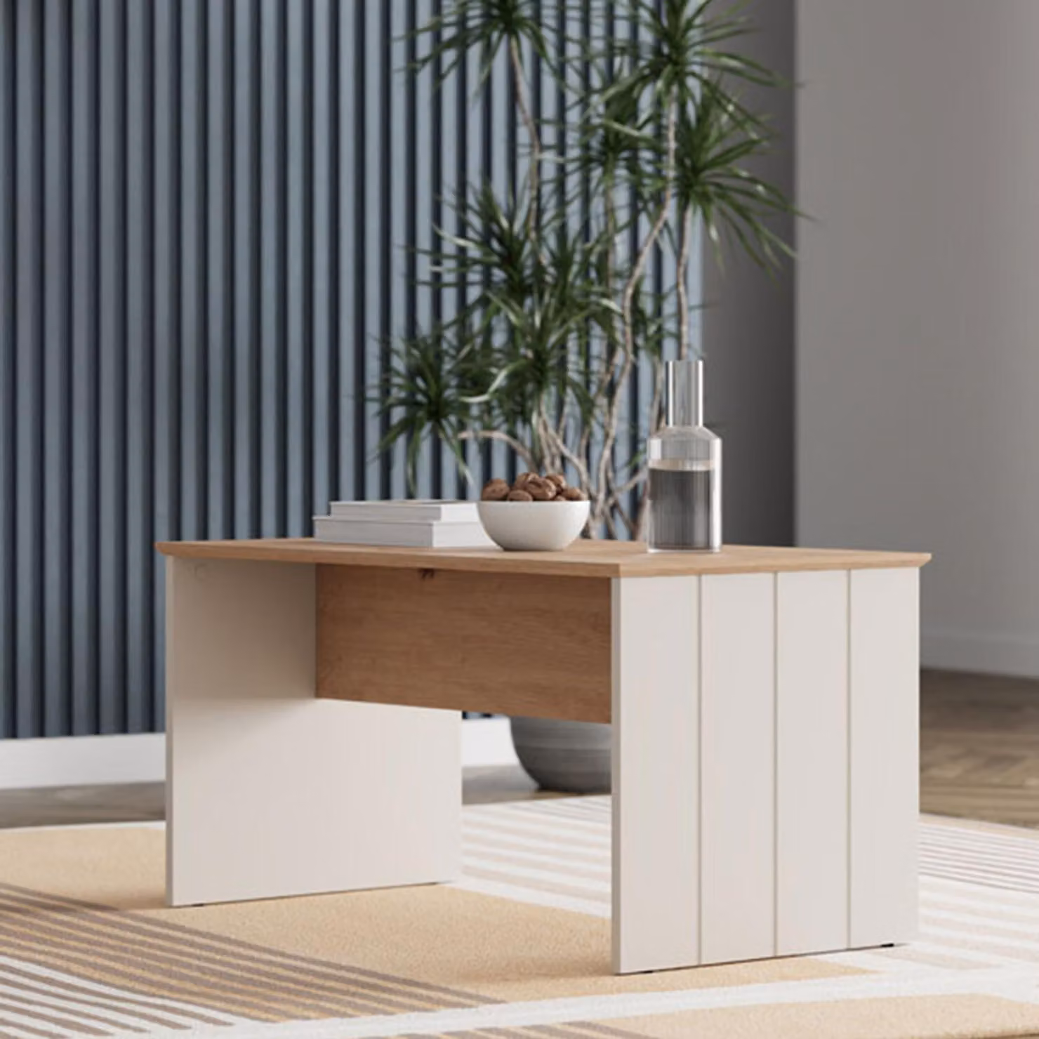 Pecor - Tavolino da Salotto, 90x50x47h cm Marrone Rovere Nodi, Forma Rettangolare
