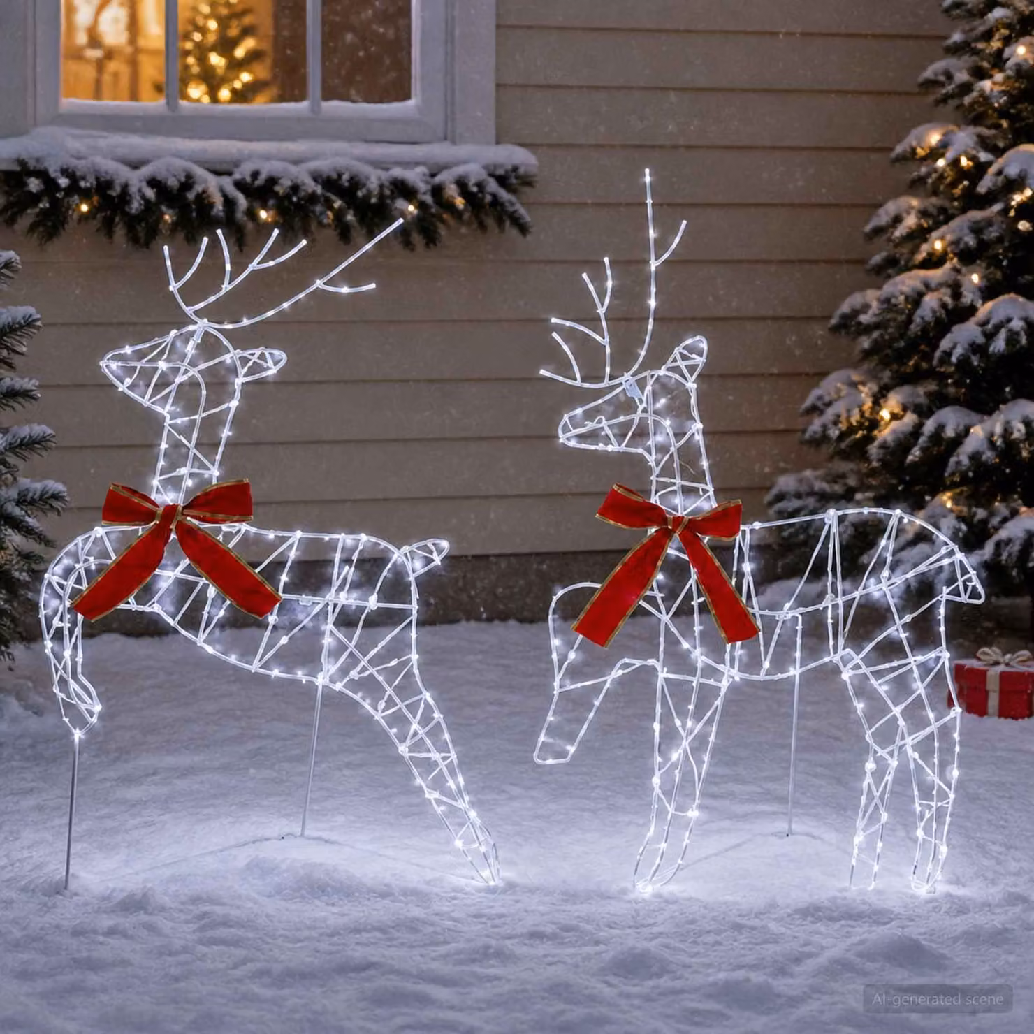 vidaXL Renna di Natale 2 pz 90 LED Bianco freddo 43 x 19 x 65 cm