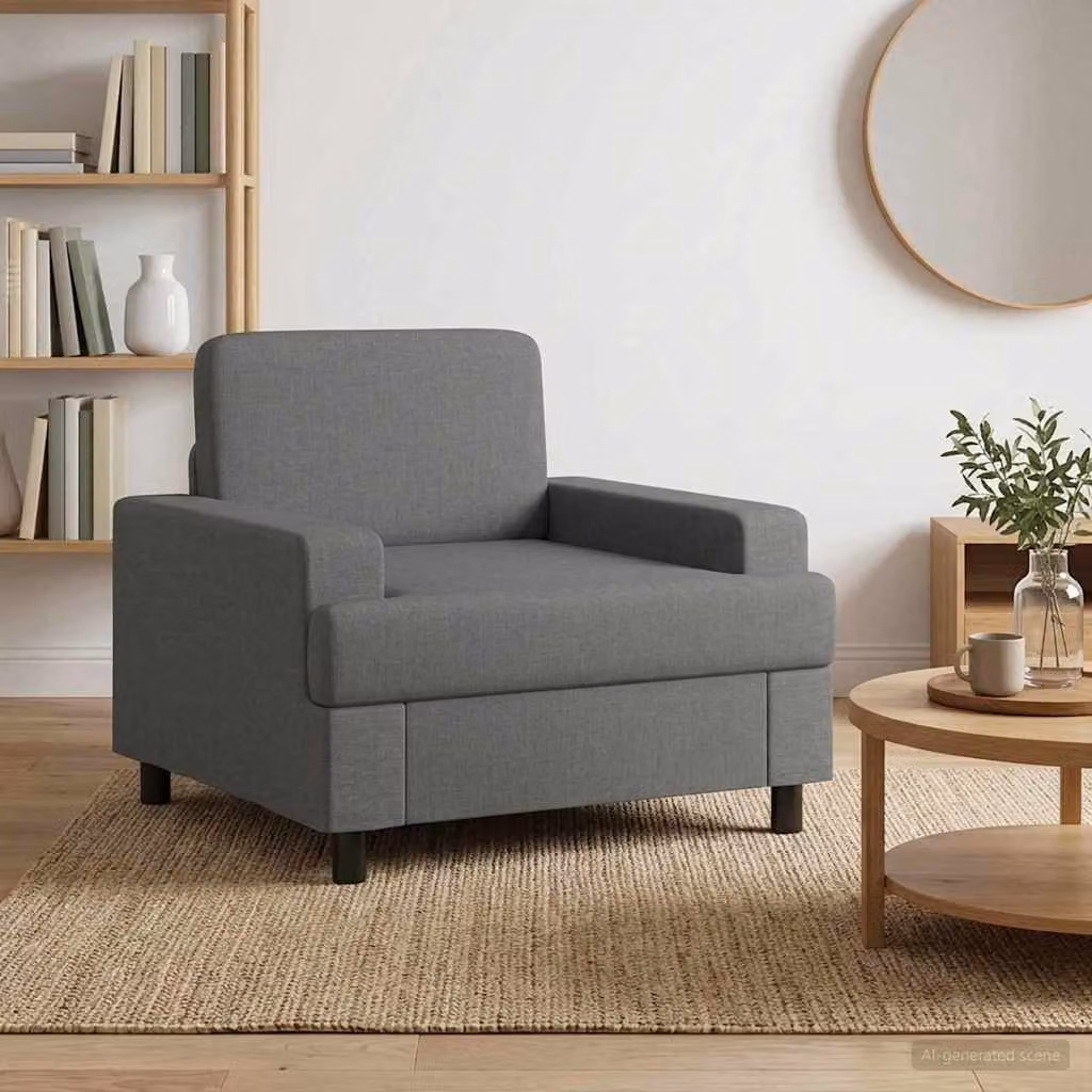 Poltrona lounge moderna vidaXL in tessuto grigio con braccioli