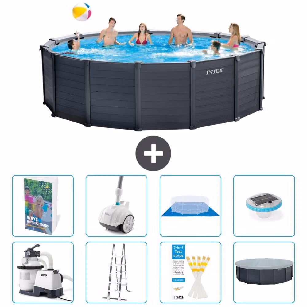 Pannello per piscina in grafite, modello Rund - 478x124 cm - composto da 7 elementi, codice prodotto S552