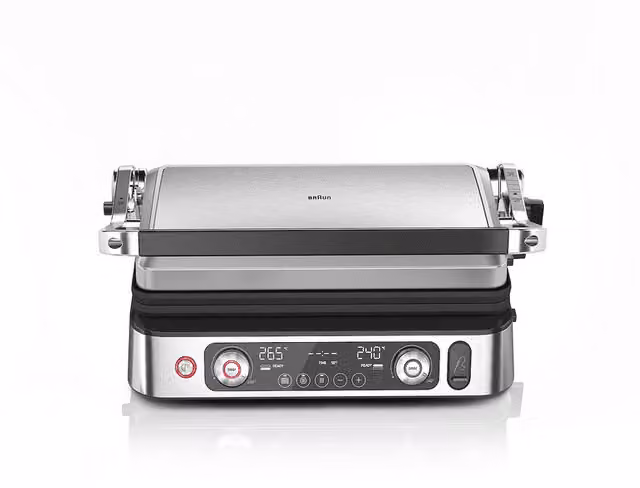 Bistecchiera Braun Multigrill 9 Pro CG9160 Elettrica, 2200 W, Silver e Black, con Piastre in Alluminio e Acciaio Inox Rimovibili e Display Digitale
