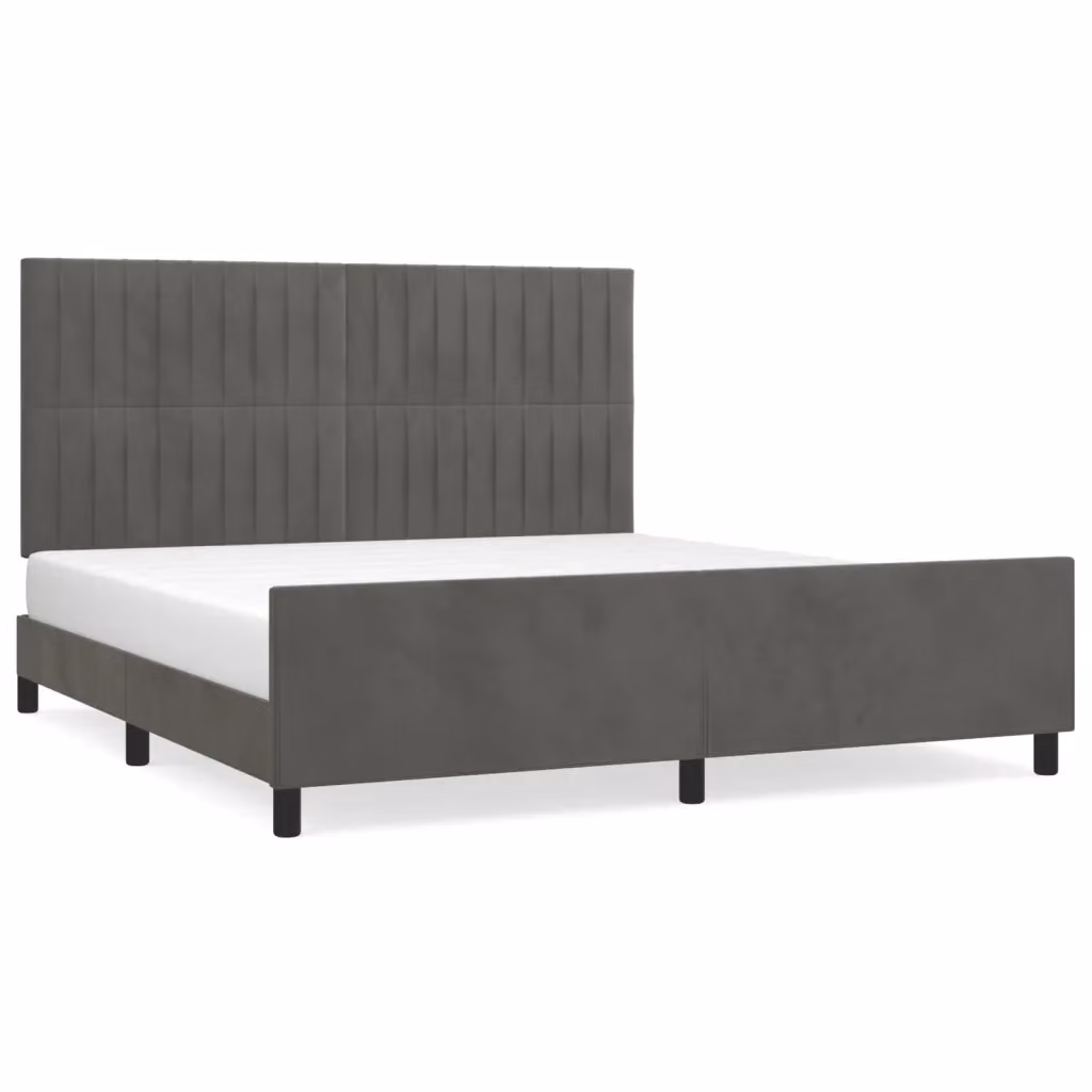 vidaXL Giroletto senza Materasso in Velluto Grigio con Struttura in Legno L/P/H: 203 x 160 x 128 cm – 2