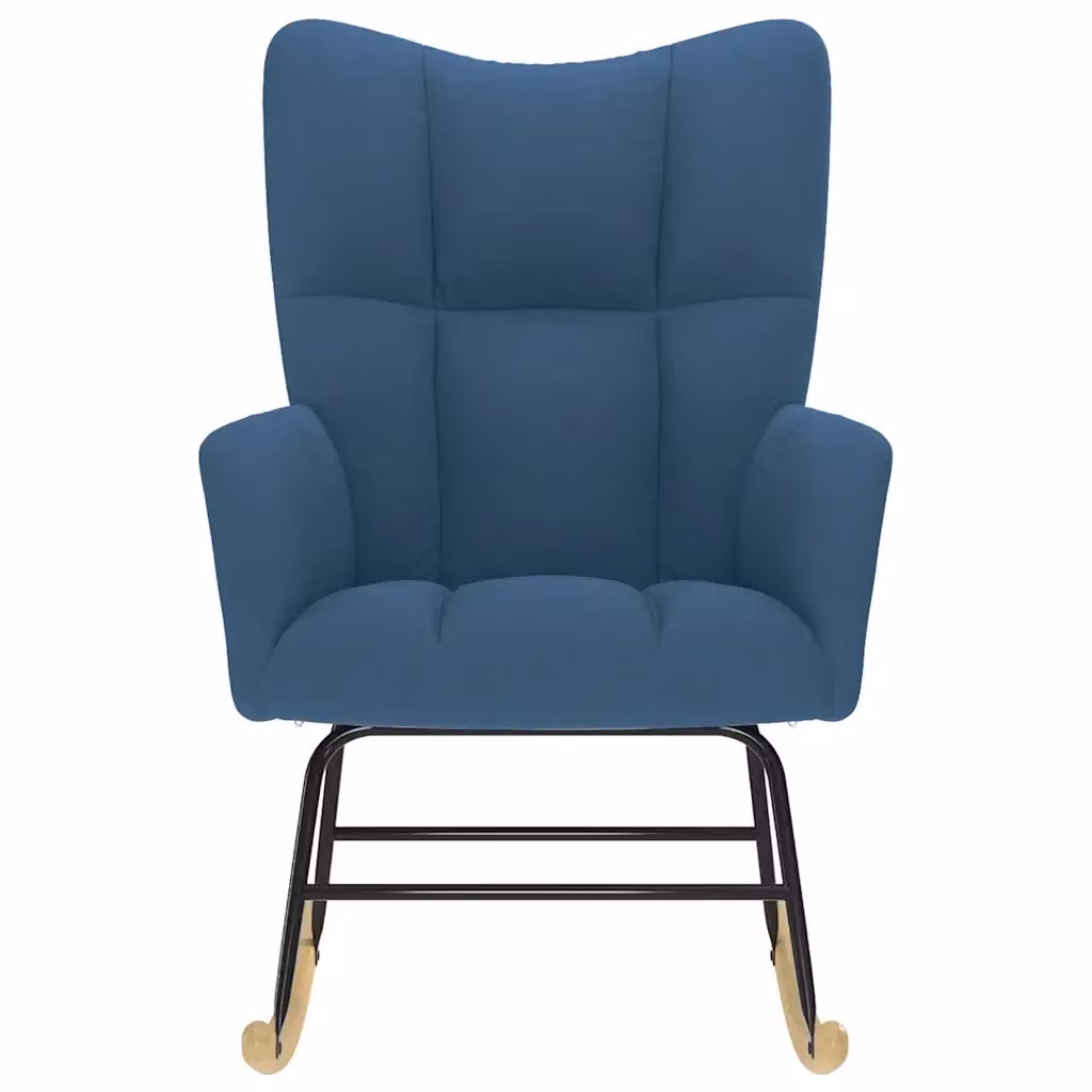 Sedia a dondolo blu in tessuto con braccioli vidaXL – 2