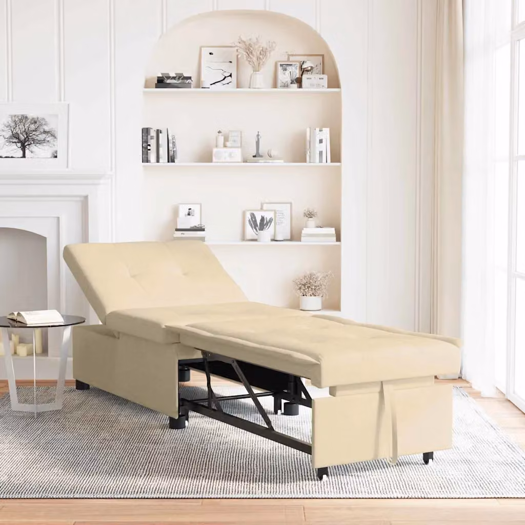 Divano Letto Estraibile vidaXL in Tessuto Beige L: 194 cm, P: 50 cm, H: 82 cm