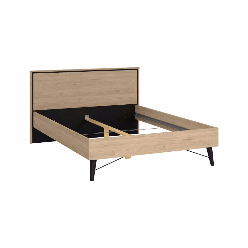Letto piazza e mezza Zocca DMORA in Rovere con base contenitore e doghe in legno, L/P/H: 207 x 153 x 91 cm – 2