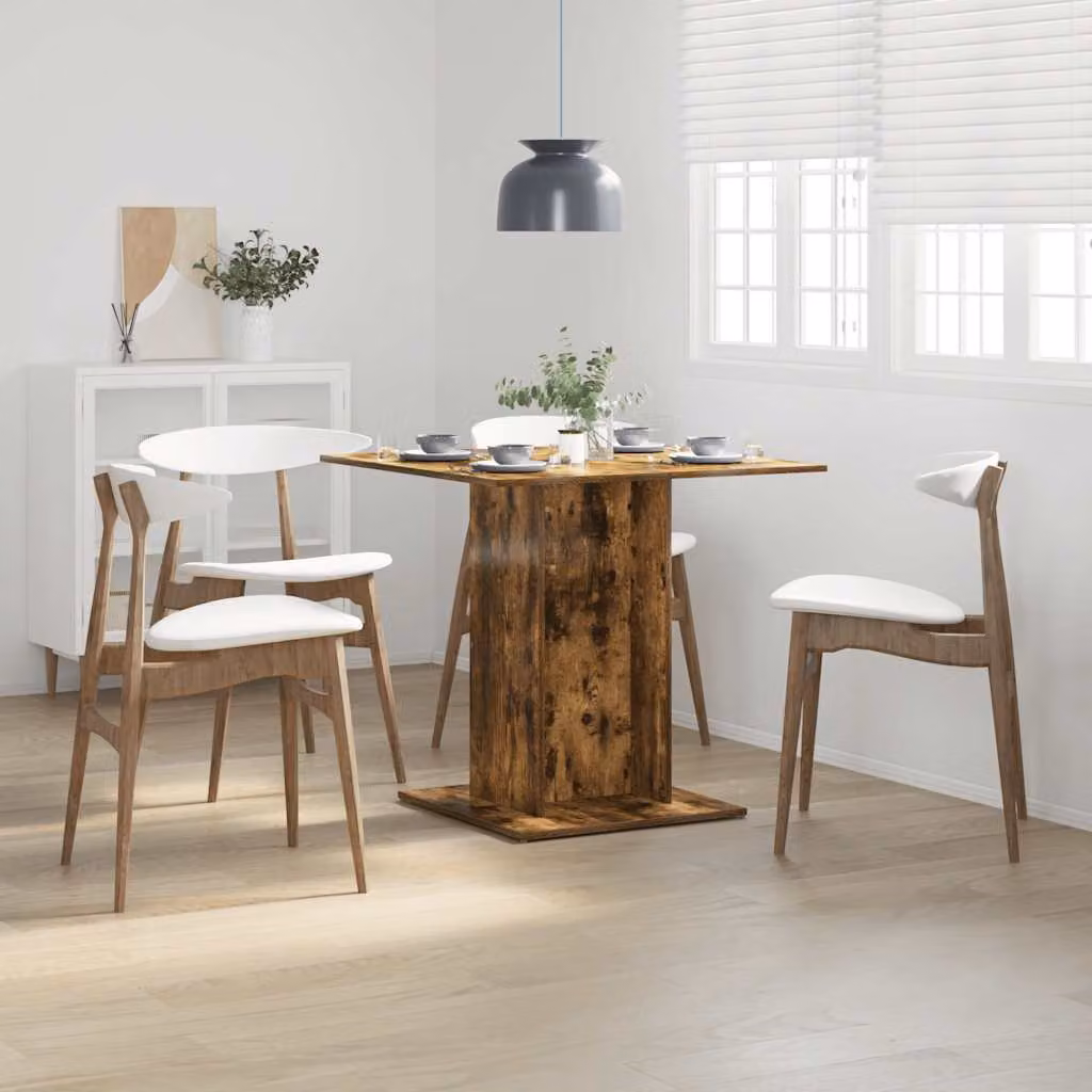 vidaXL Tavolo da Pranzo Quadrato in Legno Rovere Fumo L/P/H: 80 x 80 x 75 cm