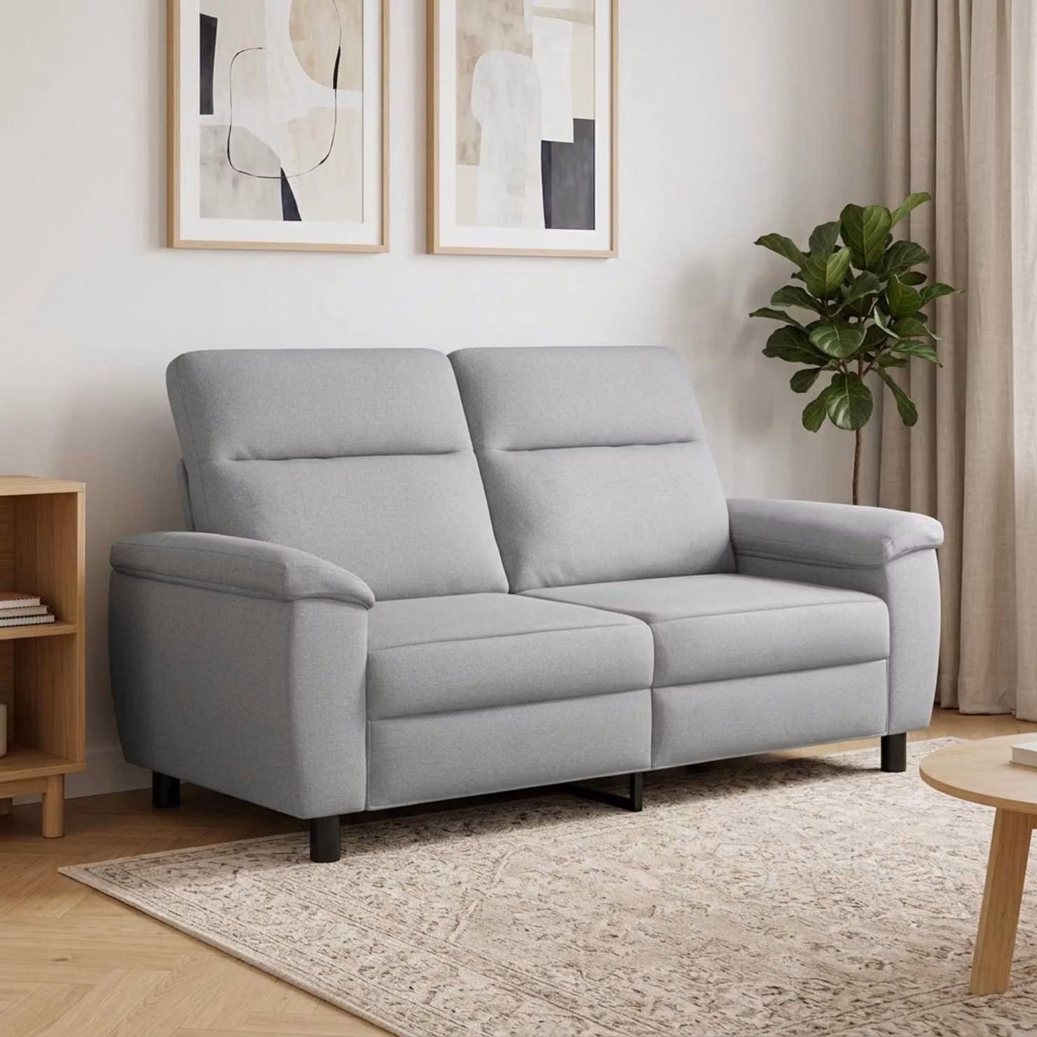 Divano moderno vidaXL in tessuto grigio con struttura in metallo L: 178 cm, P: 90 cm, H: 95 cm