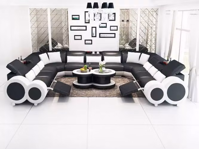 Ecksofa U-Form Modernes Sofa Ledersofa Couchen Polster Designer Sofas Garnitur
