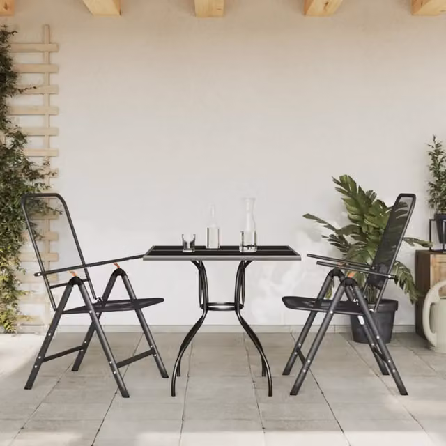 Set da pranzo da giardino moderno vidaXL in acciaio verniciato antracite composto da 3 pezzi