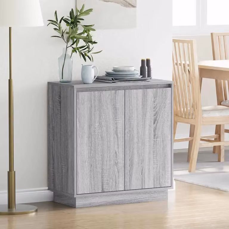 Madia moderna vidaXL con illuminazione LED in colore grigio Sonoma, L 71 x P 34,5 x H 75 cm