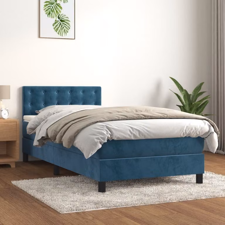 Maison Exclusive - Giroletto a Molle con Materasso Blu Scuro 100x200 cm in Velluto