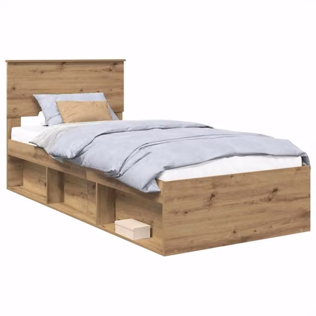 Letto singolo | Letto per adulti | Struttura del letto con testiera Rovere Artigianale 90 x 200 cm