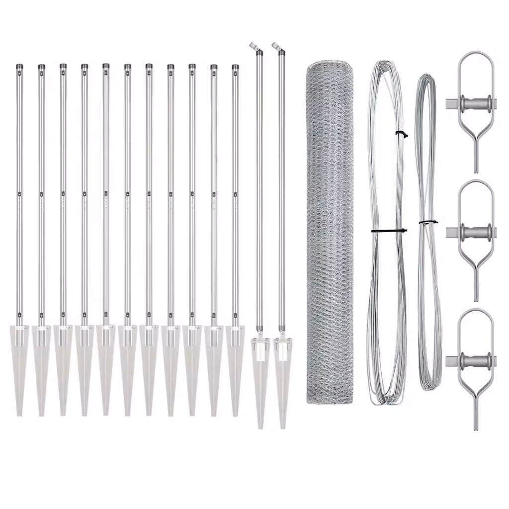 Recinzione esagonale con palo vidaXL in acciaio zincato argento, L: 25 m, H: 1,2 m – 2