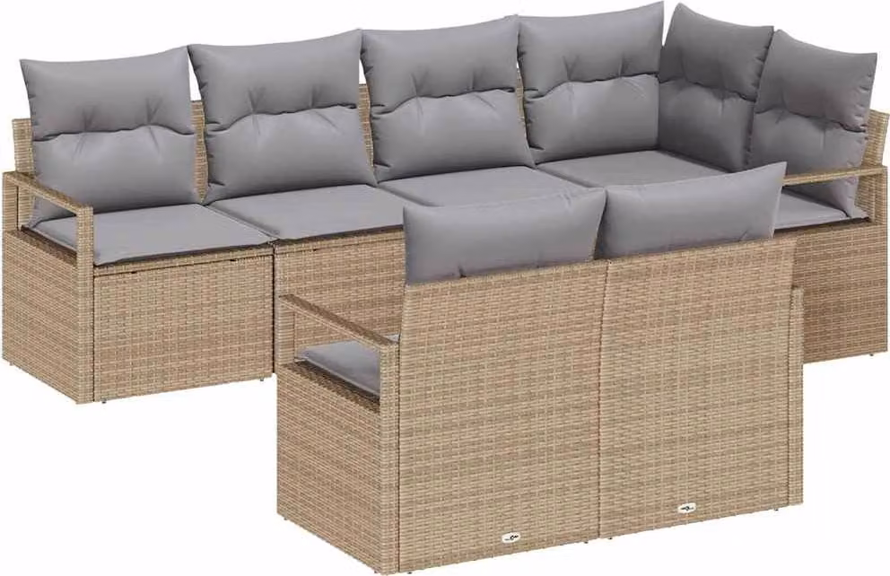 Set di divani 7 pcs Beige polyrattan