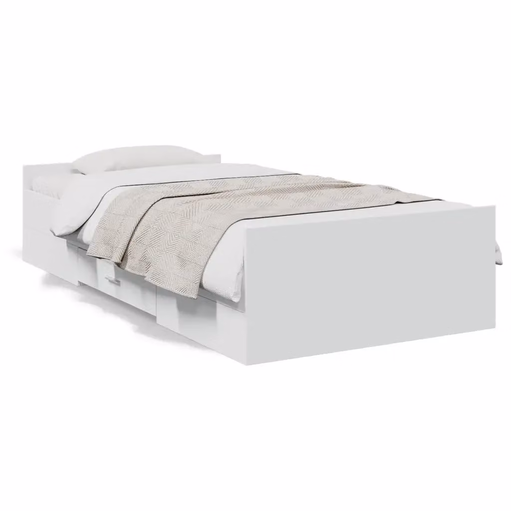 vidaXL Giroletto con Cassetti Bianco in Legno Multistrato L/P/H: 190 x 90 x 30 cm – 2