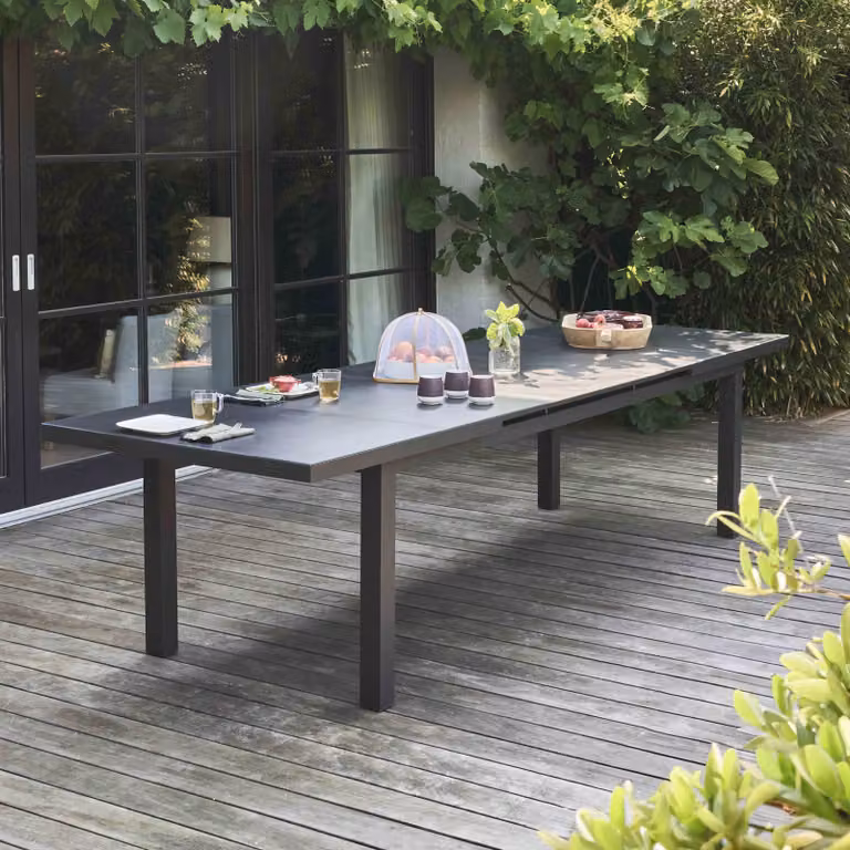 Tavolo da giardino allungabile in alluminio grigio antracite - Oviala Albi